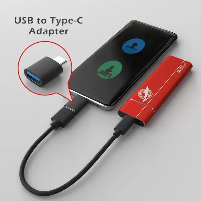 Alt view image 4 of 7 - Dogfish Portable External SSD 1TB Ngff 2242/2260/2280 Red Aluminum USB 3.1 Type C Ultra-Light External SSD Mini Portable Solid State Drive for Mac Windows Android Linux