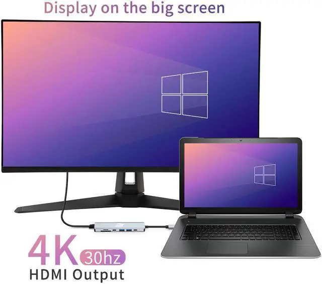 Alt view image 4 of 6 - Dogfish USB C Hub, USB C Docking Station, 7 in 1 USB C to HDMI Multiport Adapter Compatible for MacBook Pro USB C laptops, with 4K HDMI USB3.0 & USB2.0 SD / TF Card Reader