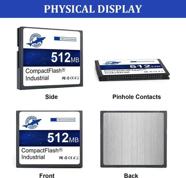 Alt view image 6 of 7 - THREE COLOUR DOGFISH Compact Flash Memory Card 128MB Industrial CF Type I Card FAT16 for Industrial Equipment and Vintage Digital Cameras