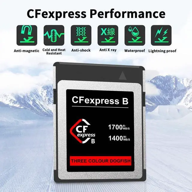 Alt view image 6 of 7 - THREE COLOUR DOGFISH CFexpress Type B Card 256GB, Up to 1700MB/s, 8K 4K RAW Photo and Video, CF Express Flash Memory for Cameras