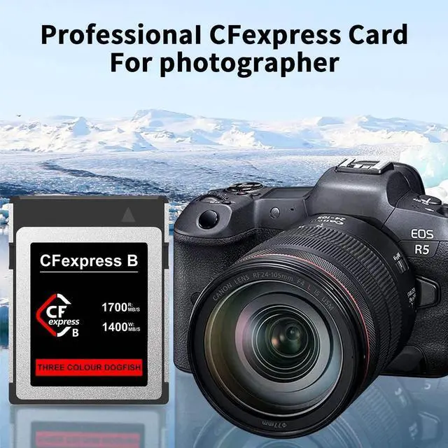 Alt view image 7 of 7 - THREE COLOUR DOGFISH CFexpress Type B Card 256GB, Up to 1700MB/s, 8K 4K RAW Photo and Video, CF Express Flash Memory for Cameras