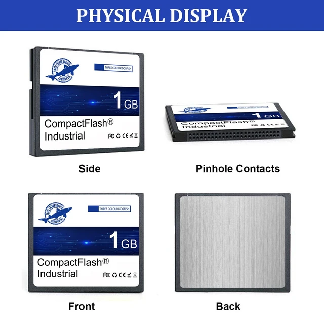 Alt view image 2 of 7 - THREE COLOUR DOGFISH Compact Flash Memory Card 1GB 10PACK Industrial CF Type I Card FAT16 CF Cards for Industrial Equipment and Vintage Digital Cameras
