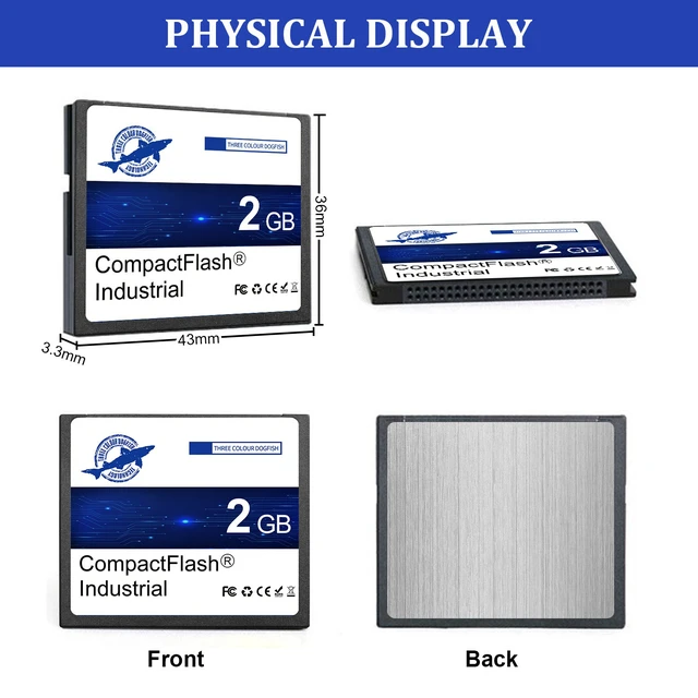 Alt view image 4 of 7 - THREE COLOUR DOGFISH Compact Flash Memory Card 2GB 10PACK Industrial CF Type I Card FAT16 CF Cards for Industrial Equipment and Vintage Digital Cameras