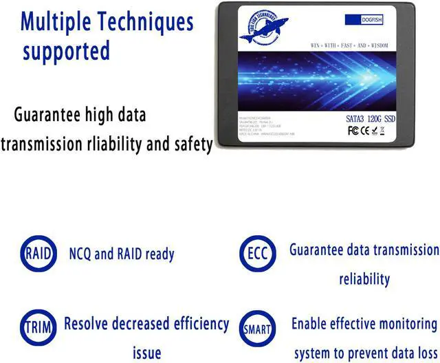 Alt view image 5 of 7 - Dogfish SSD 60GB SATA III 2.5 Inch Internal SSD 3D NAND Solid State Drive SATA III 6Gb/s 7mm (0.28”) read up to 550MB/s (2.5 SATAIII 60GB)