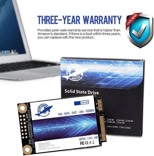 Alt view image 2 of 5 - Dogfish Msata 128GB  SATA III  Internal Solid State Drive Mini Sata SSD Disk Notebooks Tablets and Ultrabooks  M-SATA (128GB)