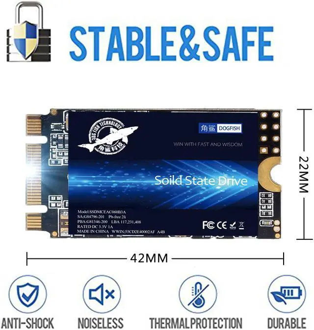 Alt view image 4 of 6 - M.2 2242 SSD 120GB Dogfish 3D NAND TLC SATA III 6 Gb/s, Internal Solid State Drive Compatible with Desktop PC Laptop (M.2 2242 120GB)