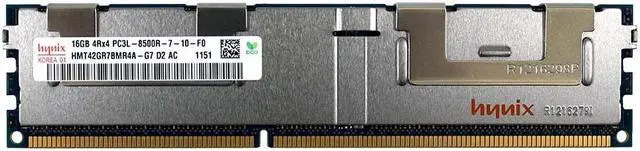 Main image of HYNIX HMT42GR7BMR4A-G7 16GB 4Rx4 DDR3 PC3L-8500R 1066MHz 1.35V DIMM MEMORY RAM