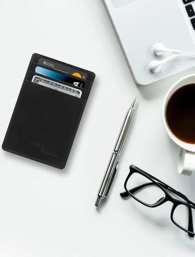 Alt view image 5 of 7 - Slim Minimalist Wallets for Men & Women - Front Pocket Wallet RFID Blocking Card Holder