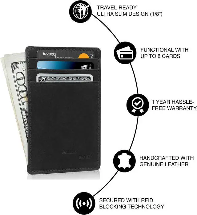 Alt view image 6 of 7 - Slim Minimalist Wallets for Men & Women - Front Pocket Wallet RFID Blocking Card Holder