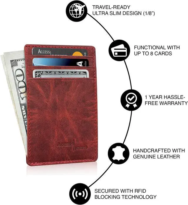 Alt view image 6 of 14 - Slim Minimalist Wallets for Men & Women - Front Pocket Wallet RFID Blocking Card Holder