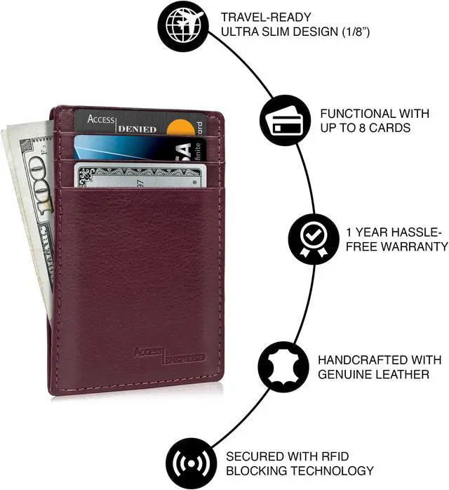 Alt view image 5 of 7 - Slim Minimalist Wallets for Men & Women - Front Pocket Wallet RFID Blocking Card Holder
