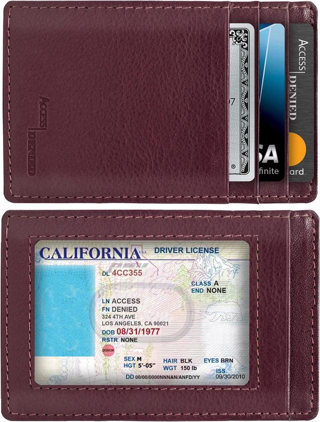 Access Denied Men's Slim Minimalist Leather Credit Card Holder