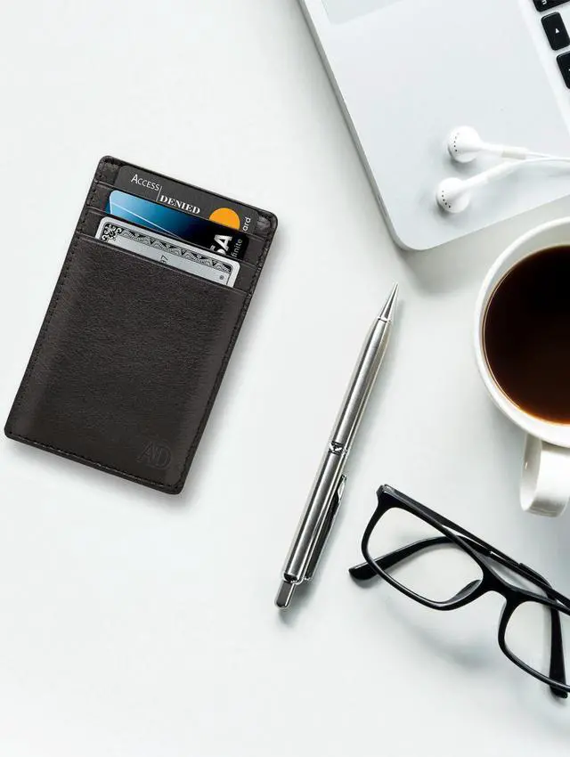 Alt view image 6 of 7 - Slim Minimalist Wallets for Men & Women - Front Pocket Wallet RFID Blocking Card Holder