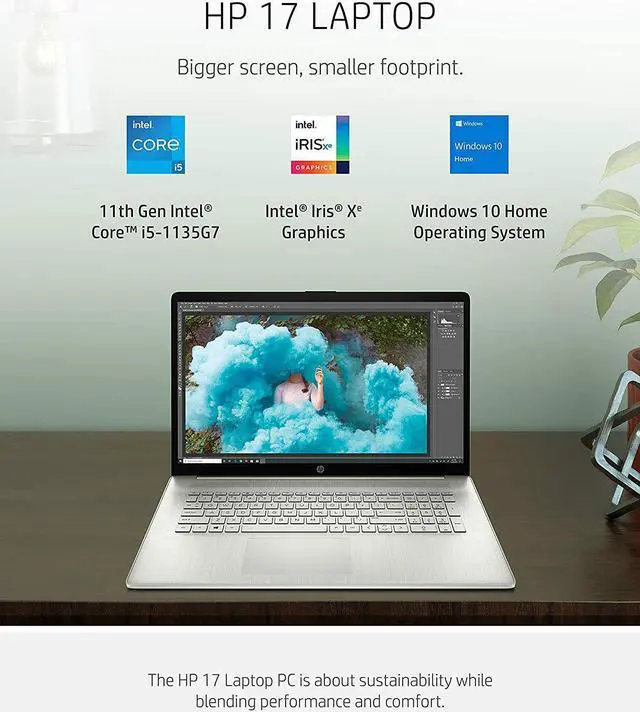 Alt view image 3 of 7 - HP Laptop 17-by4061nr Laptop, 17.3" diagonal, FHD (1920 x 1080), Intel Core i5-1135G7, 8 GB RAM, 512 GB SSD, Windows 11