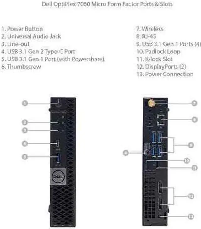 Alt view image 4 of 5 - Dell Optiplex 7060 MFF Micro Form Factor (MFF) Desktop, Intel Core i7-8700T, 32GB RAM, 1TB SSD, Windows 10 Pro