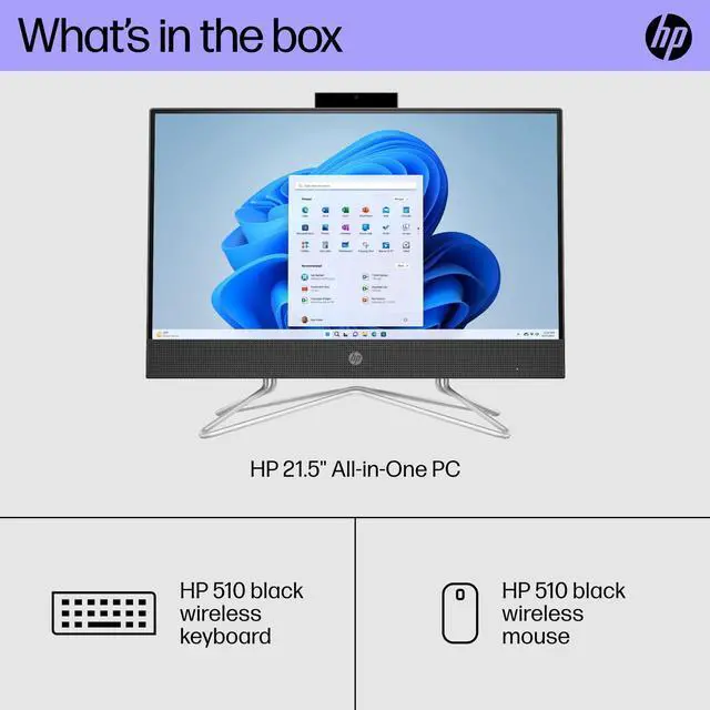 Alt view image 4 of 7 - HP 22-dd0153w All-In-One Desktop, 21.5" FHD (1920 x 1080) Non-Touch, Intel Pentium Silver J5040, 16GB RAM, 512GB SSD, Windows 11 S