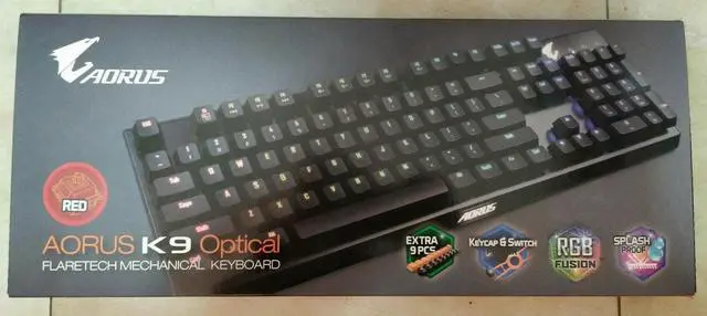 Alt view image 5 of 7 - Gigabyte AORUS K9 Optical Mechanical Switches Gaming Keyboard RGB Splash Proof English & Hebrew