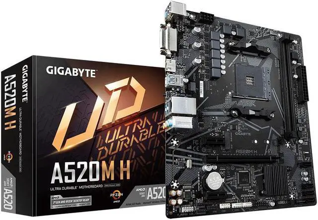 Gigabyte A520M H Motherboard CPU AM4 AMD Ryzen DDR4 HDMI DVI