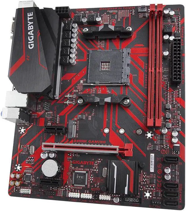 Alt view image 4 of 5 - Gigabyte B450M GAMING Motherboard CPU AM4 AMD Ryzen DDR4 LAN DVI HDMI VGA RGB