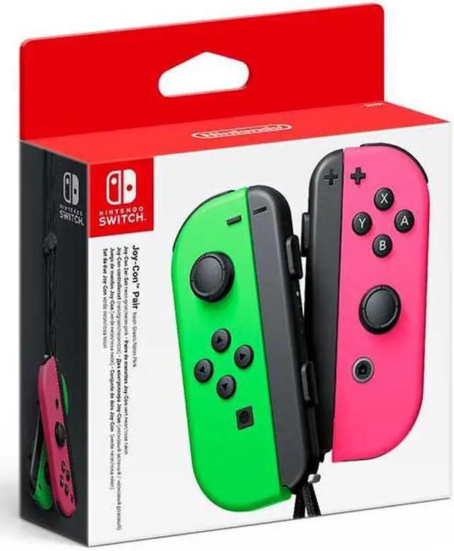 Main image of Nintendo Switch Joy-Con Pair Neon Pink Green Controllers play in a variety