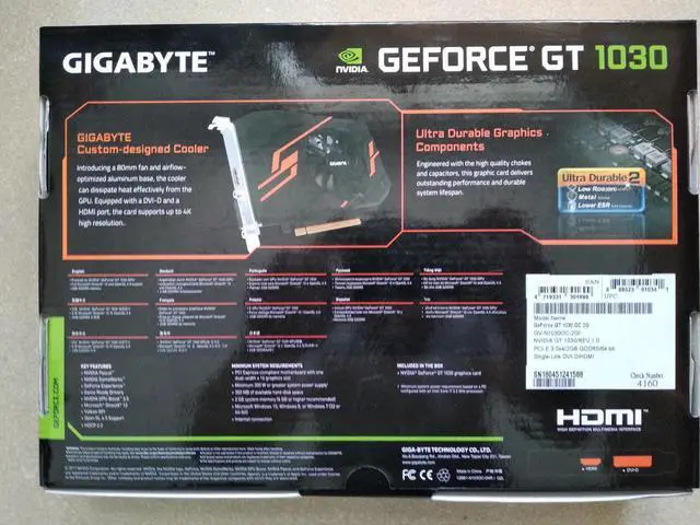 Alt view image 6 of 6 - GIGABYTE Video Card  NVIDIA GeForce GT 1030 2GB DDR5 GV-N1030OC-2GI GDDR5 6008 MHz
