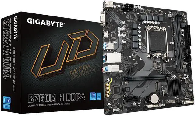 Main image of Gigabyte Motherboard B760M H DDR4 LGA 1700 Micro ATX SATA3 M.2 PCIe HDMI VGA