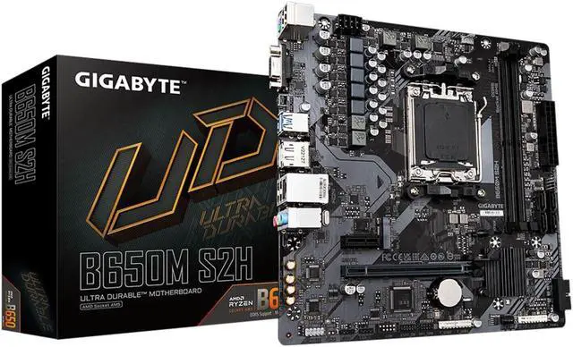 Main image of Gigabyte AMD B650M S2H AM5 DDR5 Micro ATX VGA HDMI DP LAN 1 Gigabit M.2 PCIe