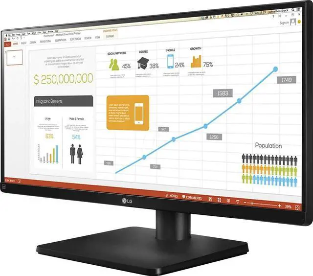 Alt view image 4 of 6 - LG 34" FHD Led Multi Tasking Monitor IPS 34UB67-B 75Hz Ultra Wide 21:9 300cd/m2