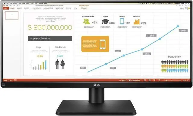 Alt view image 5 of 6 - LG 34" FHD Led Multi Tasking Monitor IPS 34UB67-B 75Hz Ultra Wide 21:9 300cd/m2