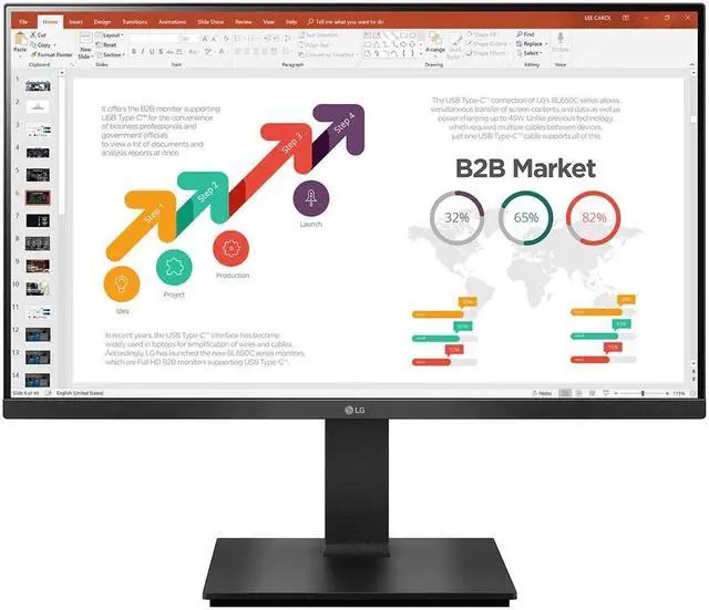 Alt view image 2 of 4 - LG 24BP450Y-B 23.8" Full HD IPS LED Display Monitor Flicker Safe VGA HDMI DP