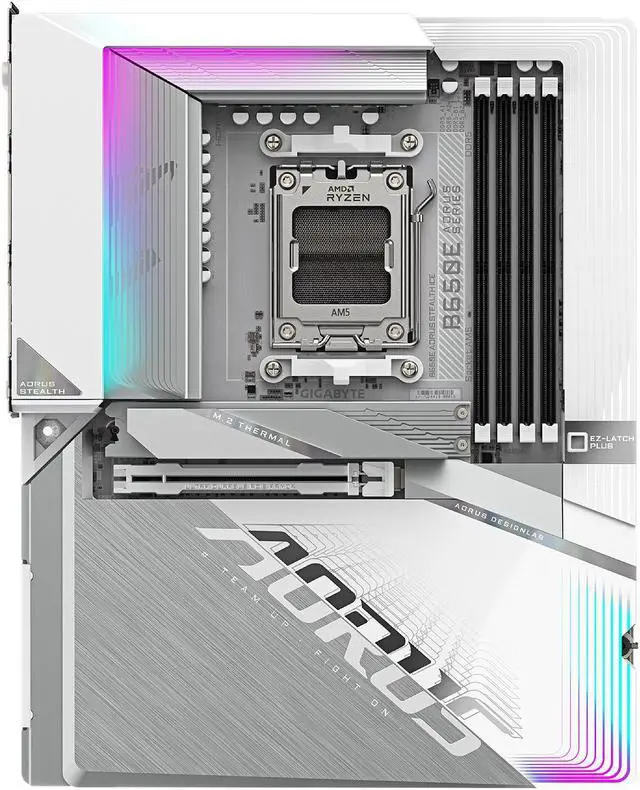 Alt view image 4 of 6 - Gigabyte AMD motherboard B650E Aours STEALTH ICE AM5 DDR5 M.2 PCIe 5.0x16 Wi-Fi7