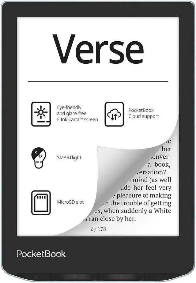Main image of PocketBook Verse bright blue ebook 6" E Ink Carta 758 × 1024 1500 mAH 8GB WiFi PB629-2-WW