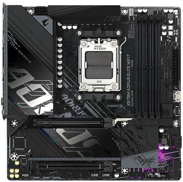 Alt view image 2 of 3 - Gigabyte AMD X870M AORUS ELITE WiFi7 motherboard AM5 DDR5 Micro ATX M.2 PCIe