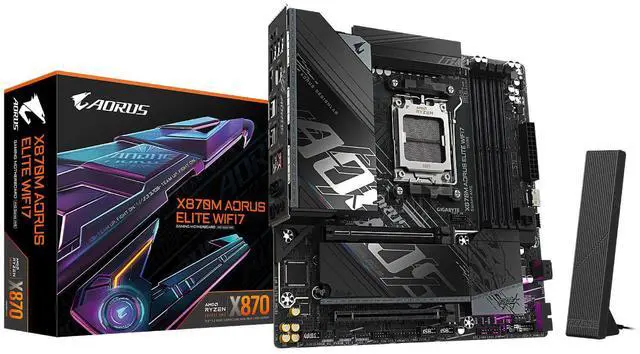 Main image of Gigabyte AMD X870M AORUS ELITE WiFi7 motherboard AM5 DDR5 Micro ATX M.2 PCIe
