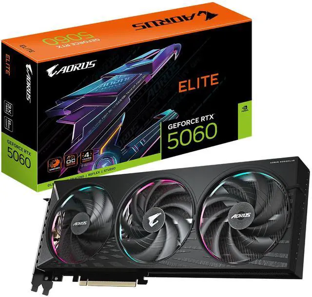Main image of Gigabyte AORUS GeForce RTX 5060 ELITE 8G GV-N5060AORUS E-8GD GDDR7 PCIe 5.0 x16