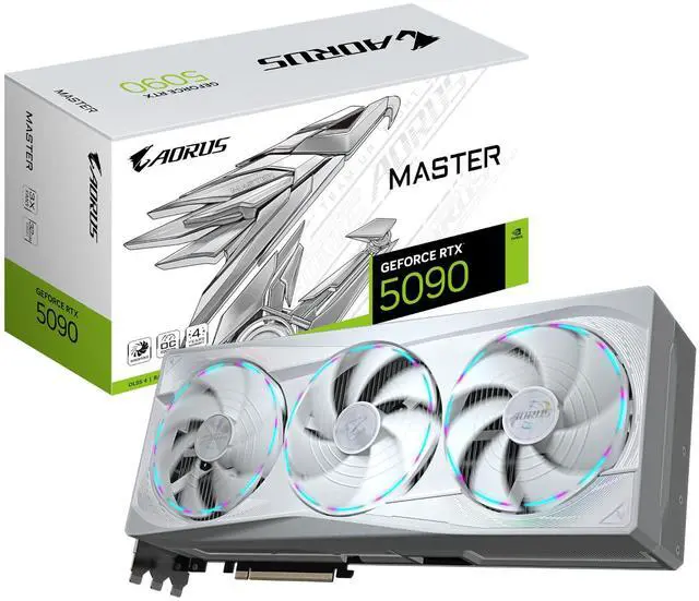Main image of Gigabyte AORUS GeForce RTX 5090 MASTER ICE 32G GV-N5090AORUSM ICE-32GD GDDR7 video card