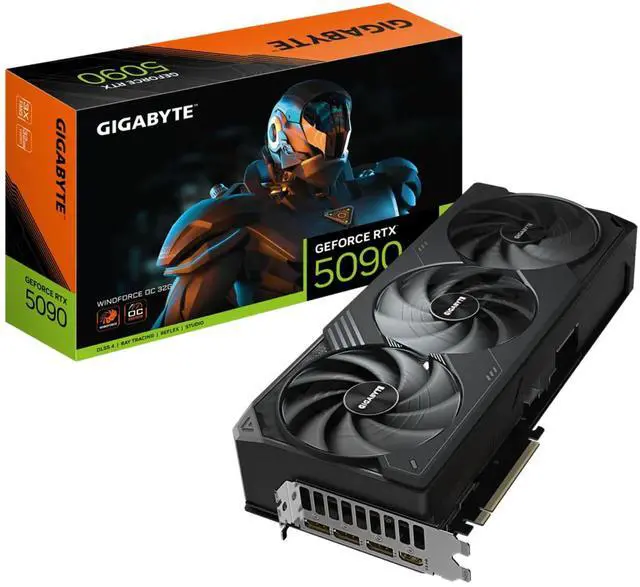 Main image of Gigabyte GeForce RTX 5090 WINDFORCE OC 32G GV-N5090WF3OC-32GD GDDR7 PCIe 5.0 x16 video card