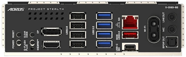 Alt view image 5 of 5 - Gigabyte B850M AORUS STEALTH AM5 Micro ATX DDR5 Motherboard Backside Connectors