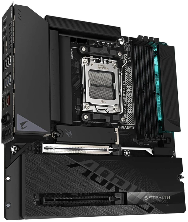 Alt view image 4 of 5 - Gigabyte B850M AORUS STEALTH AM5 Micro ATX DDR5 Motherboard Backside Connectors