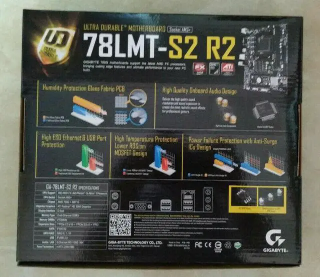 Alt view image 3 of 5 - Gigabyte GA-78LMT-S2 R2 Motherboard CPU AMD AM3+ FX DDR3 SATA2 VGA GIGABIT LAN