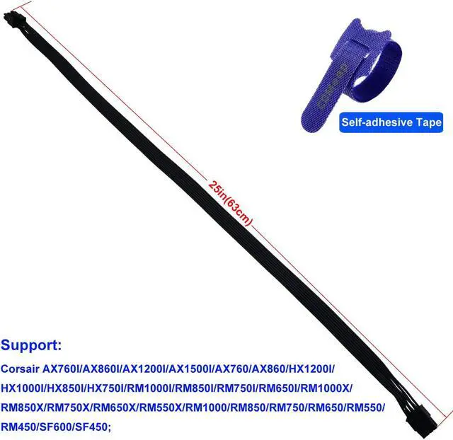 Alt view image 6 of 6 - COMeap CPU 8 Pin Male to CPU 8 Pin (4+4 Detachable) Male EPS-12V Motherboard Power Adapter Cable for Corsair Modular Power Supply 25-inch(63cm)