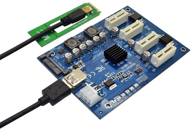 Alt view image 6 of 6 - SODIAL M.2 NGFF PCI-E PCI Express Extender Card Riser Adapter 4 PCI-E PCIe Slot Adapter Port PCIE Express Card Multiplier For Mining - OEM