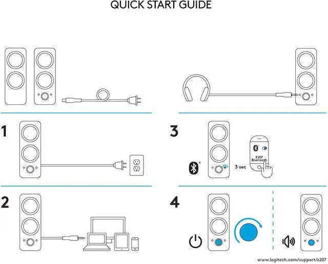 Alt view image 3 of 6 - Logitech Z207 2.0 Channel Computer Speaker System with Bluetooth (980-001294)