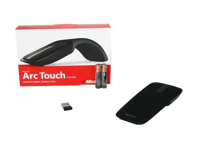 Alt view image 6 of 7 - CESMFG Microsoft Arc Touch Mouse RVF-00001 Black 2 Buttons Touch Scroll USB RF Wireless BlueTrack 1000 dpi Mouse