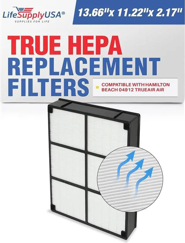 Alt view image 2 of 2 - Replacement HEPA Filter to fit Hamilton Beach 04912 TrueAir Air Purifier Models 04160, 04161, 04150