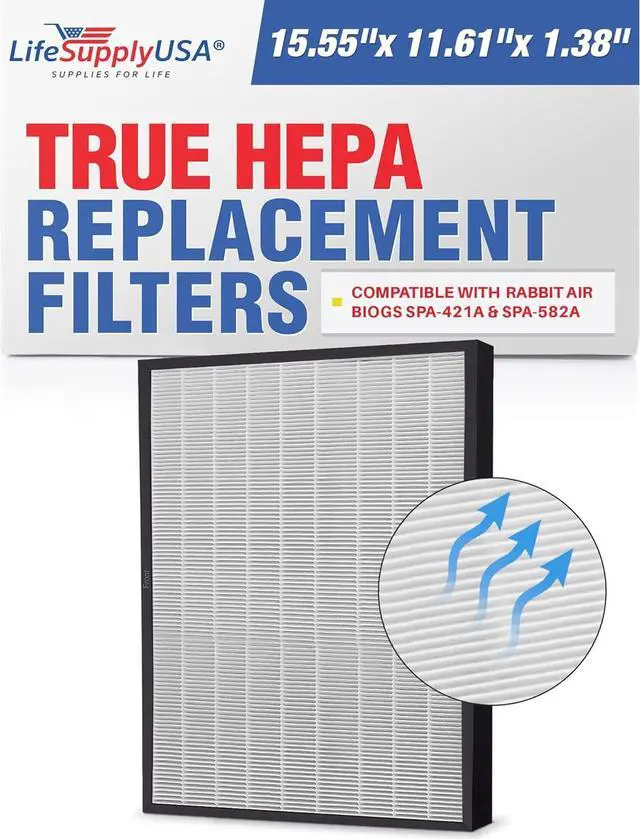 Alt view image 2 of 2 - lifesupplyusa true hepa filter replacement compatible with rabbit air biogs spa-421a & spa-582a air purifiers