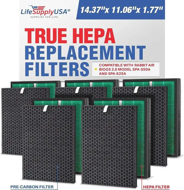 Alt view image 2 of 2 - lifesupplyusa charcoal carbon filter compatible with rabbit air the biogs 2.0 ultra quiet air purifier rabbitair model spa-550a and spa-625a