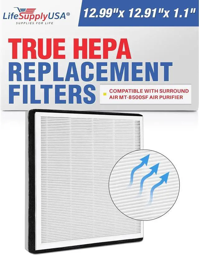 Alt view image 2 of 2 - lifesupplyusa 3-in-1 hepa carbon and pre-filter replacement compatible with surround air mt-8500sf