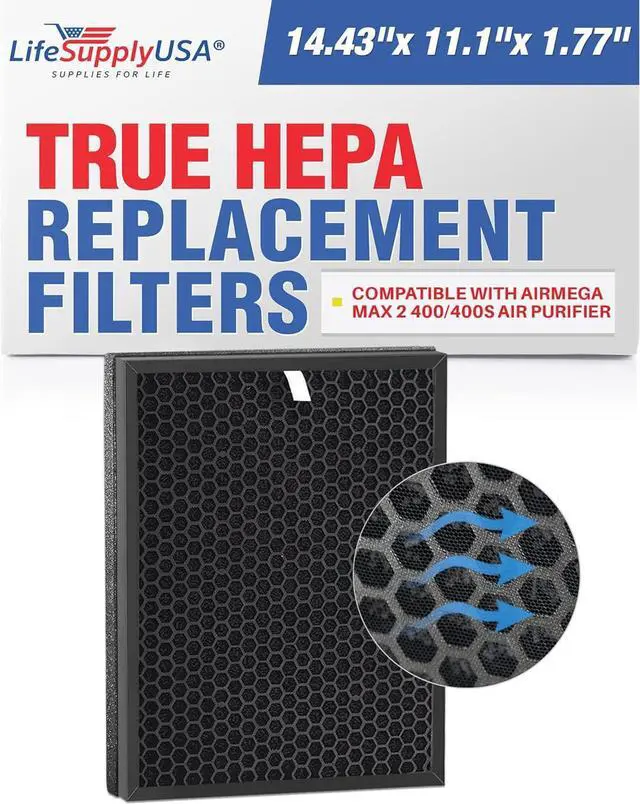 Alt view image 6 of 6 - 2 HEPA and 4 Carbon Replacement Filter set for Coway AP-1216L Tower Air Purifier, AP-1216-FP
