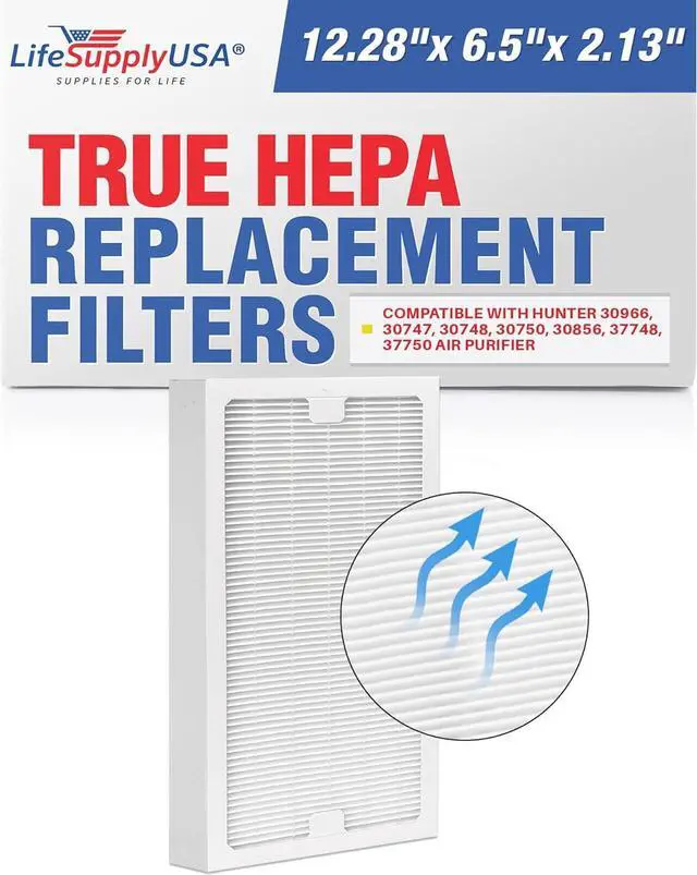 Alt view image 2 of 2 - lifesupplyusa hepa replacement compatible with hunter 30966 filter air purifier 30747, 30748, 30750, 30856, 37748, 37750